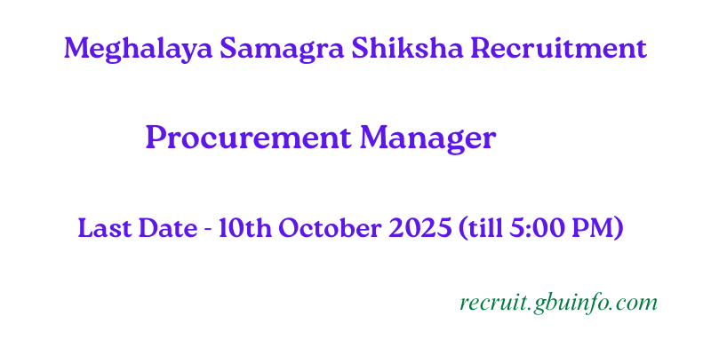 Meghalaya Samagra Shiksha Recruitment 2025