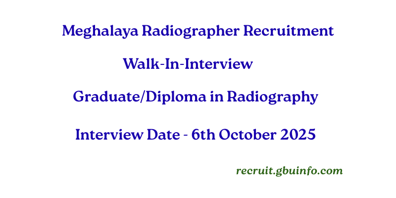 Meghalaya Radiographer Recruitment 2025
