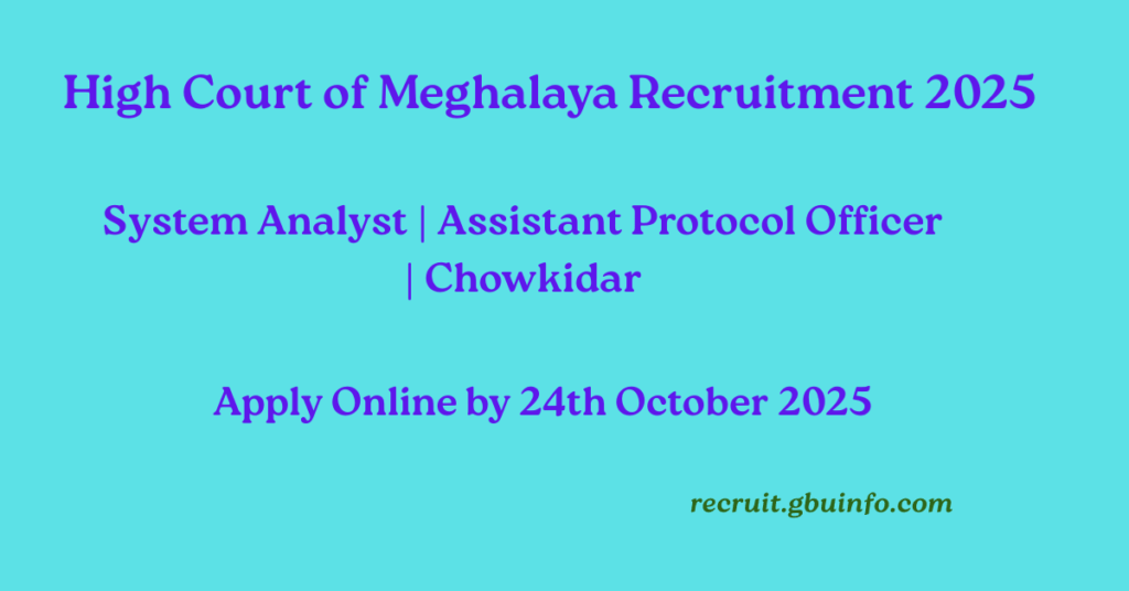 High Court of Meghalaya Recruitment 2025