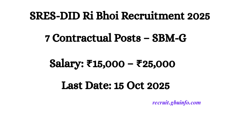 SRES-DID Ri Bhoi Recruitment 2025