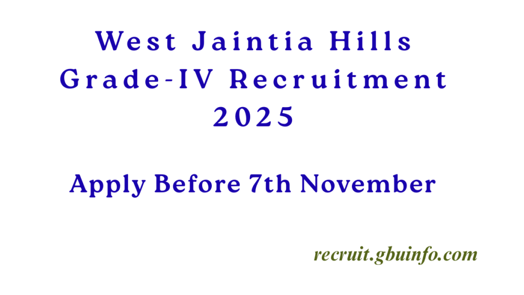 West Jaintia Hills Grade-IV Recruitment 2025
