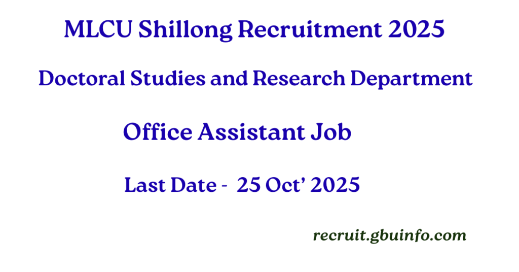 MLCU Shillong Recruitment 2025