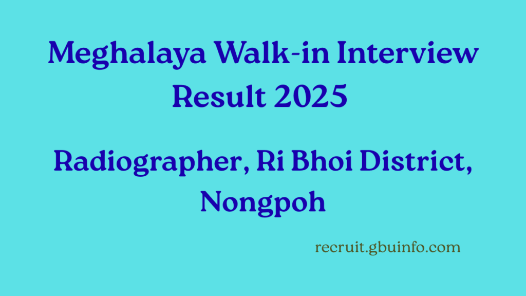 Meghalaya Walk-in Interview Result 2025