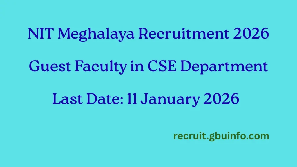 NIT Meghalaya Recruitment 2026 – Guest Faculty in CSE Department (Apply Now)