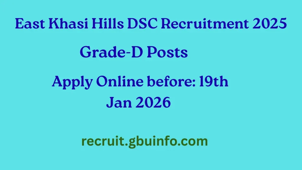 East Khasi Hills DSC Recruitment 2025 apply online for Peon Chowkidar Sweeper posts