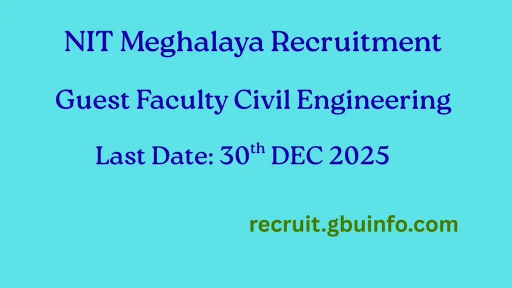 NIT Meghalaya Guest Faculty Recruitment 2026
