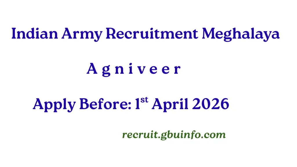 Indian Army Agniveer Recruitment 2027 Meghalaya notification for Agnipath Scheme online application 2026
