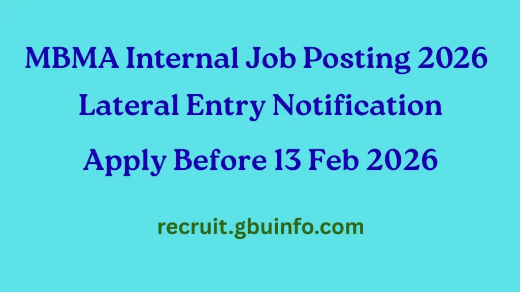 MBMA Internal Job Posting 2026 Lateral Entry Recruitment for MLAMP Staff