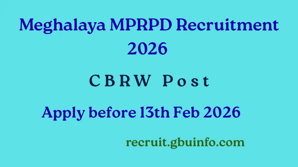 Meghalaya MPRPD Recruitment 2026 Community Based Rehabilitation Worker CBRW Post