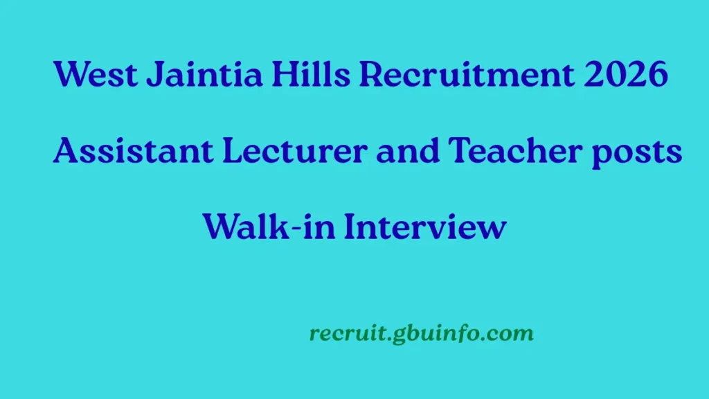 Meghalaya West Jaintia Hills Recruitment 2026 Walk-In Interview
