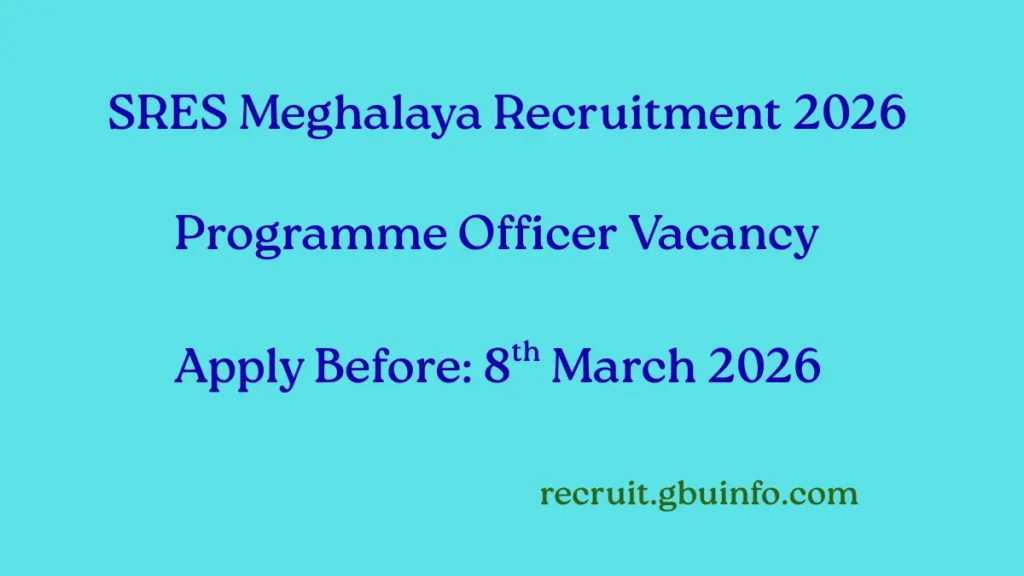 SRES Meghalaya Recruitment 2026 notification for Programme Officer i/c IEC post