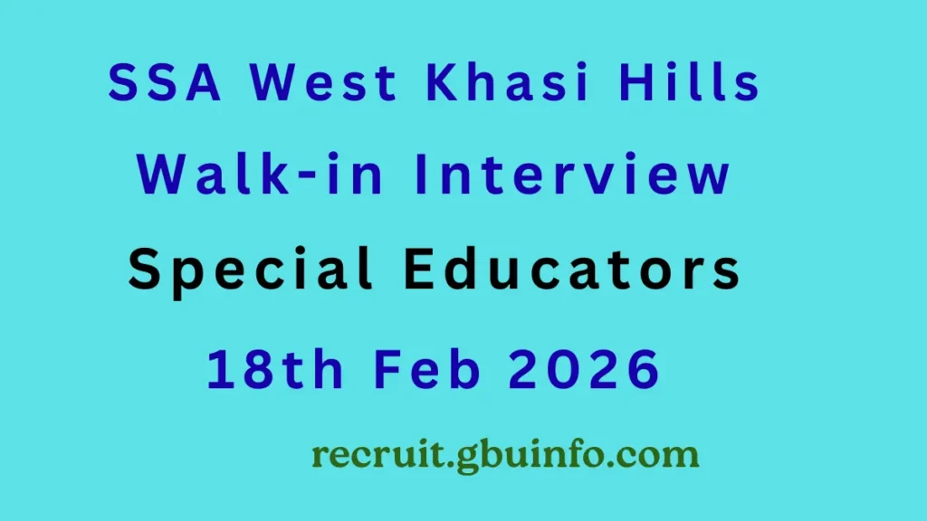 SSA West Khasi Hills Recruitment 2026 walk-in interview for Special Educator post