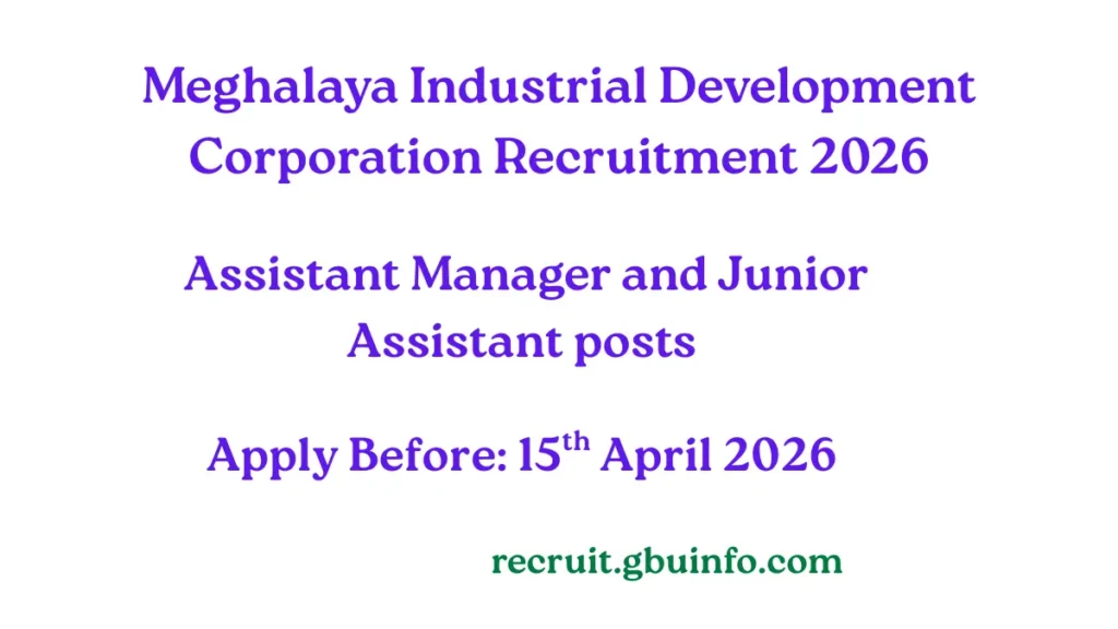 Meghalaya Industrial Development Corporation Recruitment 2026 Assistant Manager and Junior Assistant Vacancy